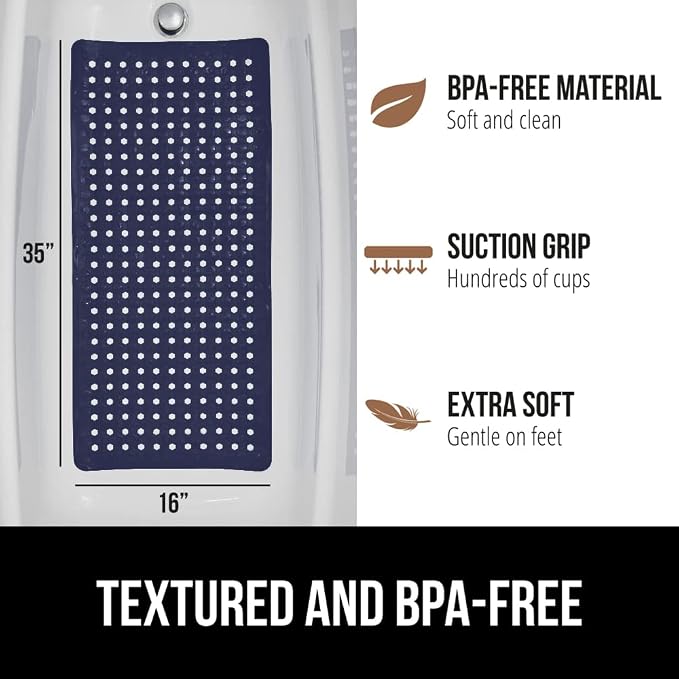 GORILLA GRIP Patented Bath Tub Shower Mat, Machine Washable Bathtub Floor Liner - Image 5