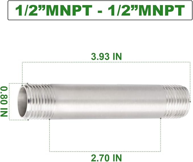 TAISHER 2PCS Stainless Steel Pipe Fittings, 1/2" NPT x 1/2" NPT Male Threaded - Image 4