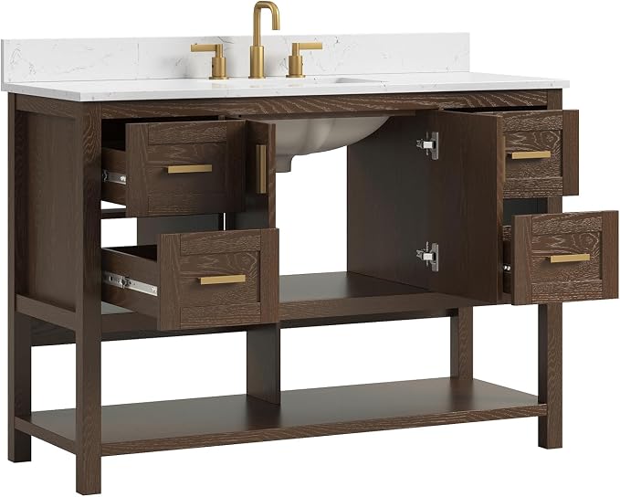 48 Inch Bathroom Vanity with Sink, Farmhouse Storage Cabinet with Drawers & - Image 9