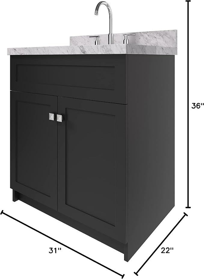 ARIEL Hamlet 31 Inch Black Bathroom Vanity - Image 3