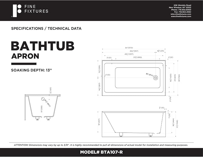 Fine Fixtures Acrylic, Fiberglass Alcove Soaking Bathtub - Image 9