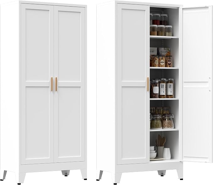 71” Tall Pantry Storage Cabinet, Kitchen Cabinets, Metal Cupboard by Unknown