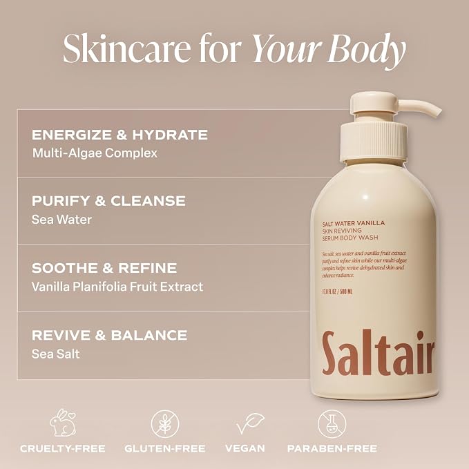Saltair Body Wash, Salt Water Vanilla 2-Pack. Moisturizing Body Cleanser - Image 3
