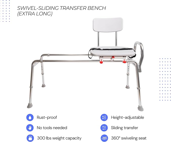 Eagle Health Supplies Sliding Shower Chair Tub Transfer Bench - Image 10