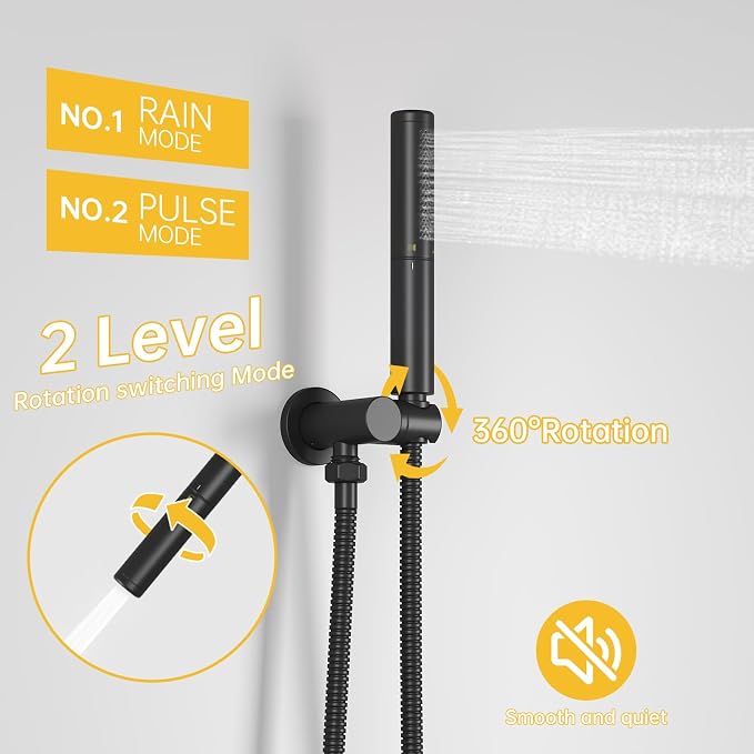 BESy Shower System with 10 Inch Round Rain Shower Head and Handheld Wall Mounted - Image 7