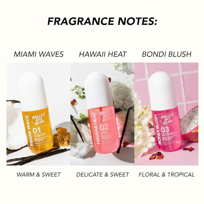 Holler And Glow Hawaii Heat Body & Hair Mist, Warm Vanilla, Peony & Amber Scent - Image 5