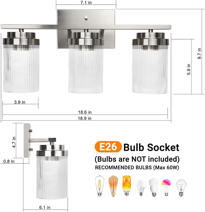 Modern Classic Brushed Nickel Vanity Light Fixture - Image 2