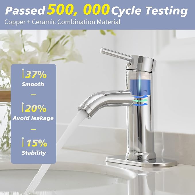 Bathroom Faucet, One Hole Single Handle Bathroom Sink Faucets Modern Vanity - Image 5