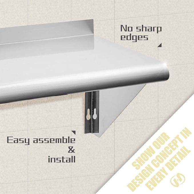 Hally Stainless Steel Shelf 14 x 72 Inches, 450 lb, Commercial Wall Mount - Image 5