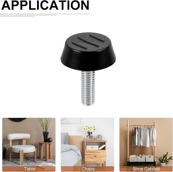M6x22x22mm Screw on Furniture Glide Leveling Feet - Image 4