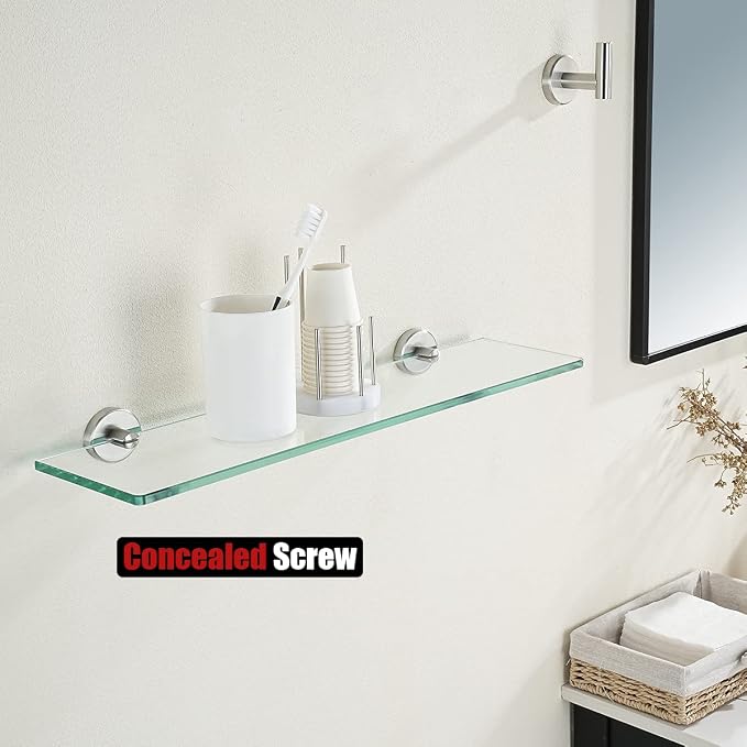 JQK Bathroom Glass Shelf, Tempered Glass Shower Storage 24 by 5 inches - Image 5