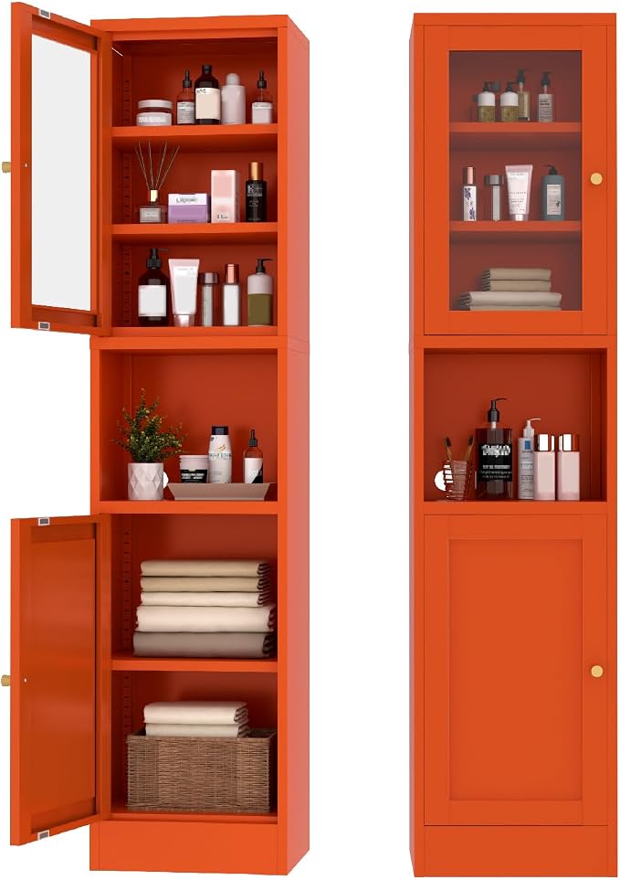 Metal Bathroom Storage Cabinet, Slim Metal Locker by Unknown