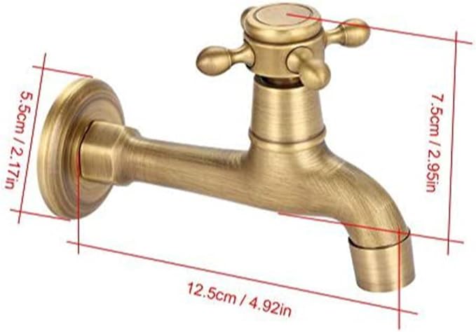 European Style Vintage Wall Mounted Faucet, Solid Brass, Single Cold Water Tap - Image 2