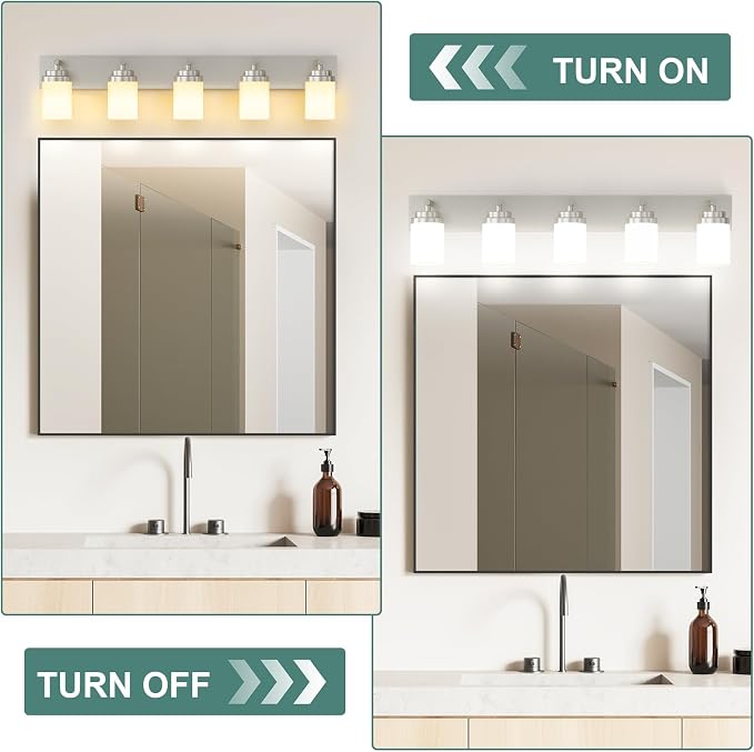 IZORRO Bathroom Vanity Light Fixture, 5-Light 36 Inch Brushed Nickel Bathroom - Image 6