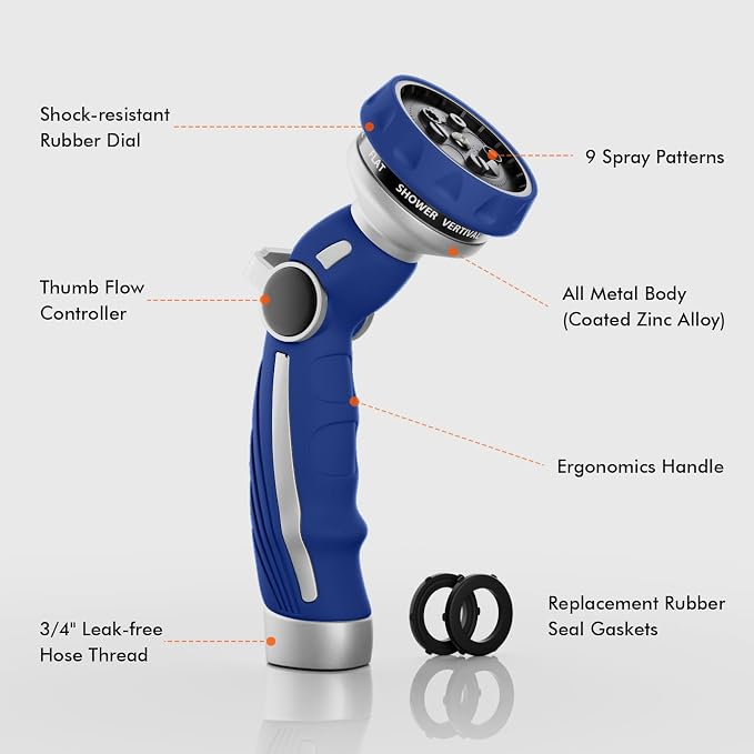 RESTMO Hose Nozzle Heavy Duty, Metal Water Hose Sprayer - Image 2