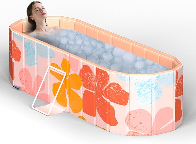 Portable Bathtub for Adults 59" Large Foldable No-Installation Soaking Tub for by FAHKNS