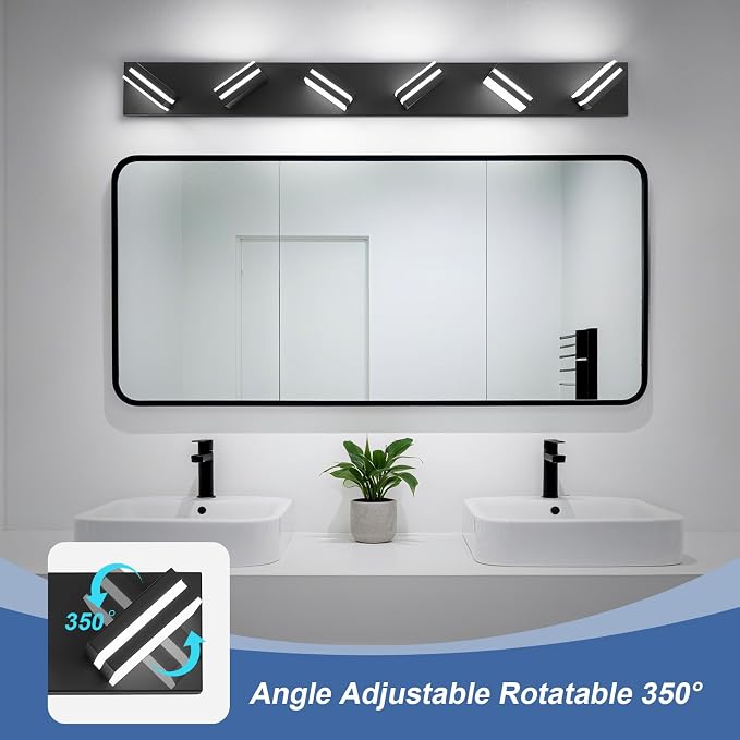 Modern LED Bathroom Lights Fixtures, Metal Black Acrylic Wall Lighting - Image 2