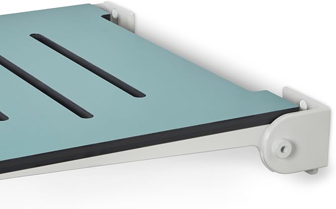 18 inch Silhouette Slimline Folding Wall Mount Shower Bench Seat, Teal Seat - Image 5