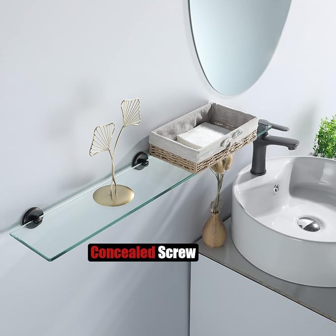 JQK Bathroom Glass Shelf Oil Rubbed Bronze, Tempered Glass Shower Storage 30 by - Image 5