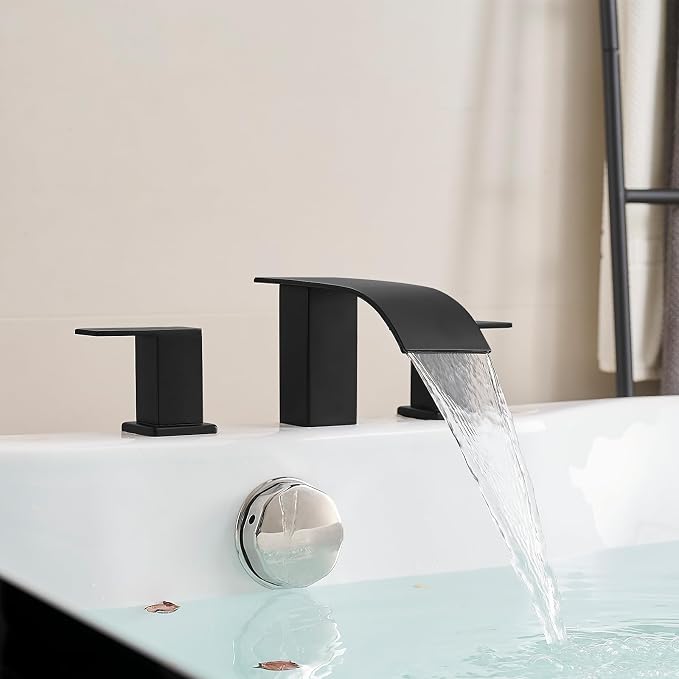 RUMOSE Matte Black Roman Bathtub Faucet Set Waterfall Tub Faucets High Flow - Image 8