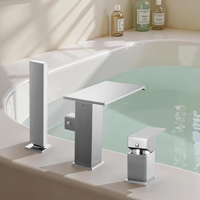 VEVOR Roman Tub Faucet, 3 Hole Waterfall Bathtub Faucet, Roman Bathtub Faucets - Image 8