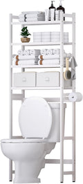 Over The Toilet Storage with 2 Baskets, 4-Tier Bamboo Organizer Rack with Paper by Cozivolife