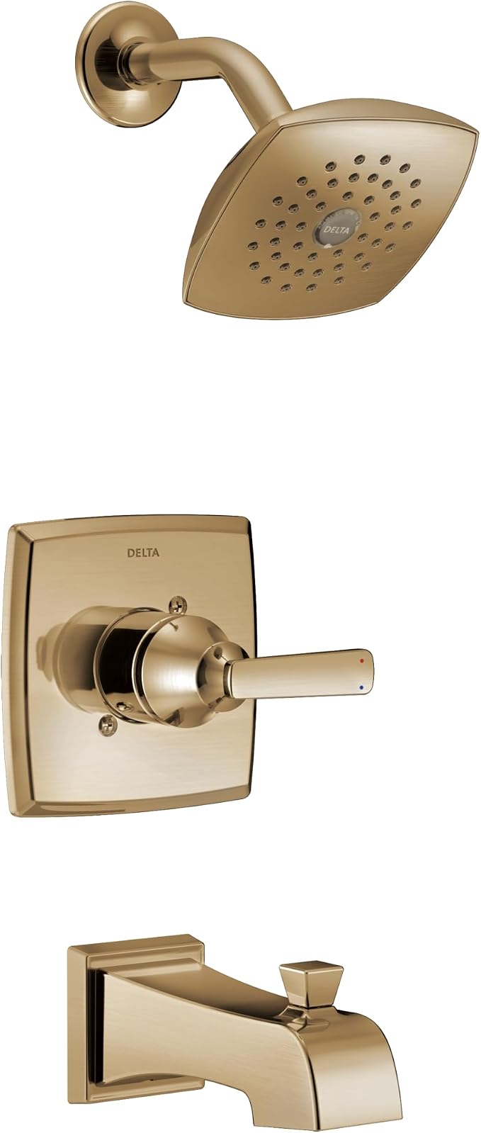 Delta Ashlyn 14 Series Bathtub and Shower Faucet Set, Brushed Gold Shower Head by DeltaFaucet