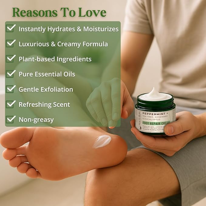 Natural Escapes Peppermint + Rosemary, Eucalyptus & Tea Tree Foot Cream - Image 4