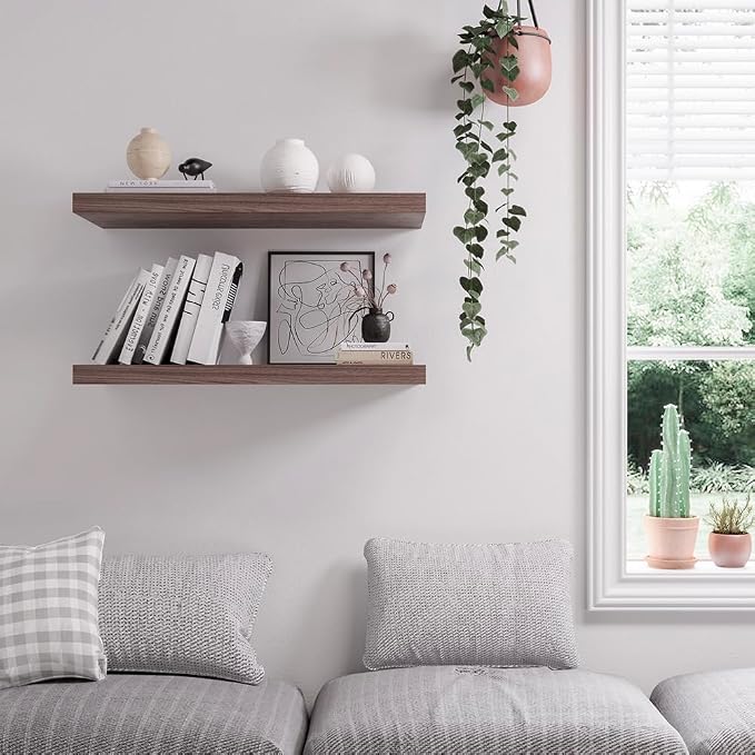 Floating Shelf, 24 in W x 12.75 in D x 2 in H Wooden Floating Wall Shelf - Image 2