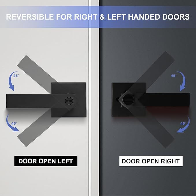 Privacy Door Levers, 4 Pack Matte Black Door Handles Heavy Duty Bed and Bath - Image 6