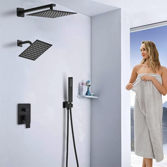 Shower Faucet Set Matte Black Shower System, Knob Switch Diverter Shower Faucet - Image 2