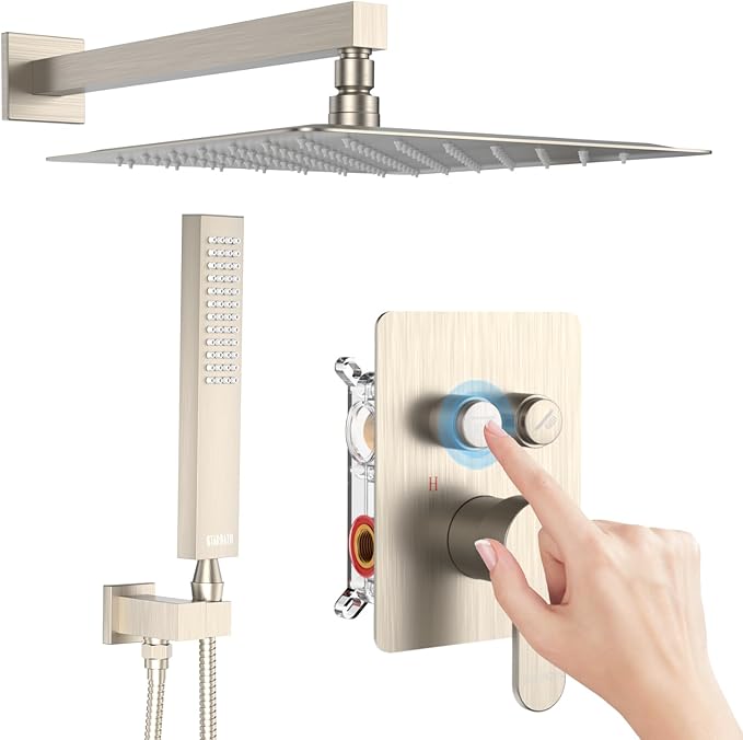 Rainfall Shower System, 12 inch Wall Mounted Rain Shower Head by STARBATH