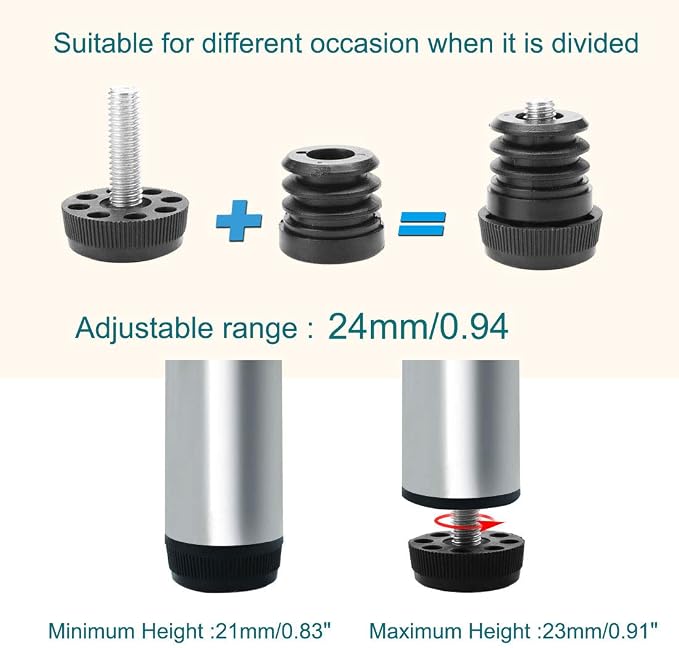 uxcell Leveling Feet 1" 25mm OD Round Insert Furniture Adjustable Leveler 8 Sets - Image 3
