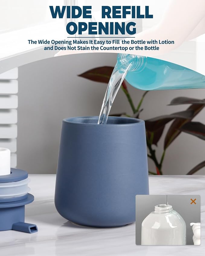 Bosilunlife Ceramic Foaming Soap Dispenser - 12oz Nave Blue Foam Hand Wash - Image 4