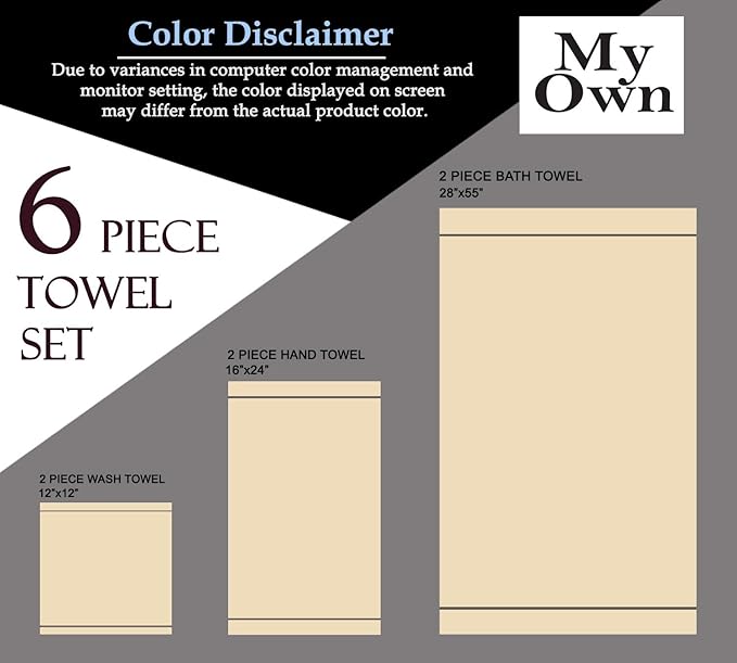 MyOwn Ultra Soft 6 Pack Cotton Towel Set, Contains 2 Bath Towels 28x55 inch - Image 6