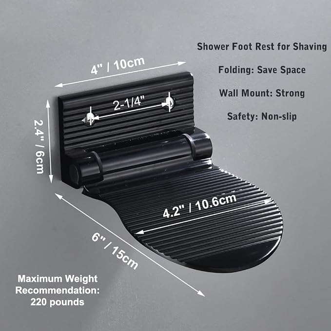 Shower Foot Rest for Shaving, Wall Mounted Folding Foot Stand for Bathroom - Image 2