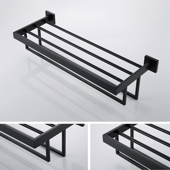 KOKOSIRI Matte Black Towel Rack 24'' Bathroom Towel Shelf - Image 7
