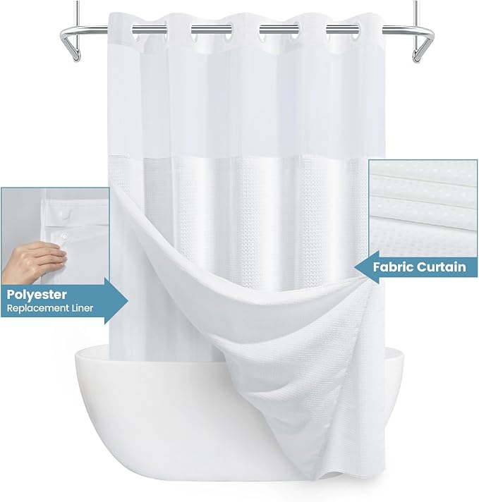 Long No Hook Shower Curtain - Image 4