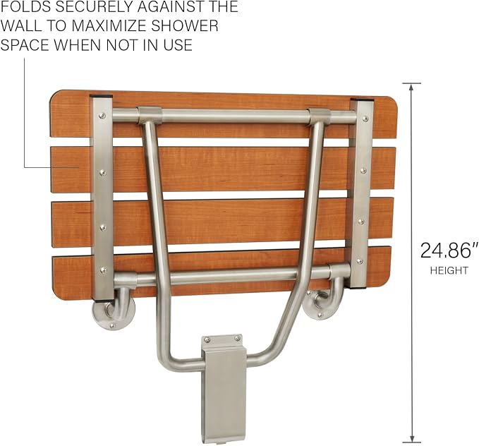 Seachrome 28-inch x 15-inch in ADA Folding Wall Mount Bathroom Shower Seat Bench - Image 9