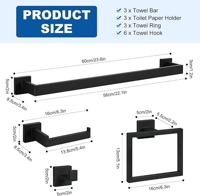 Cilee 10-Pieces Bathroom Hardware Set - Image 2