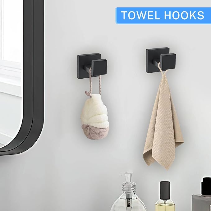 5 Pieces Towel Bar Set Matte Black Bathroom Hardware Accessories Set Include - Image 5