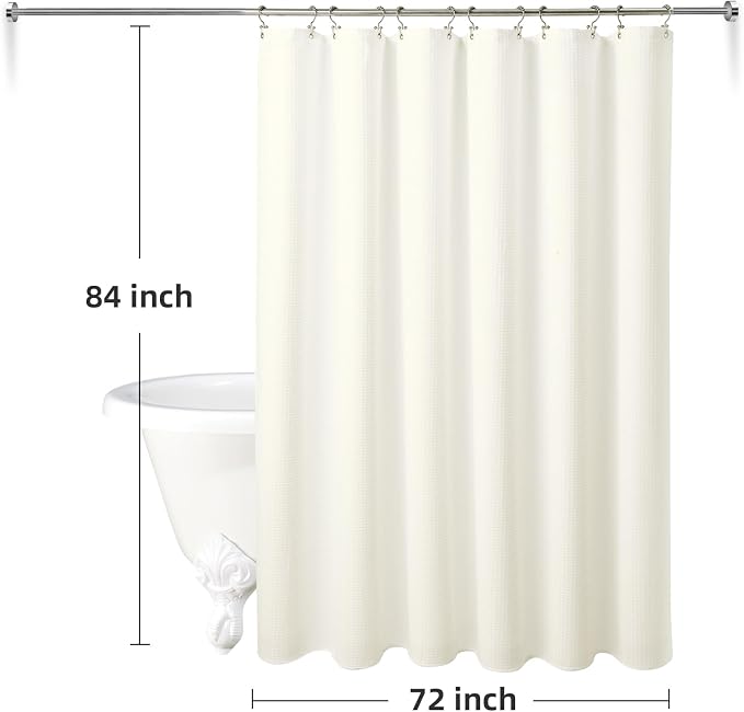 LaCyan 3 in 1 Waterproof Waffle Weave Shower Curtain and Clear Liner Set - Image 6