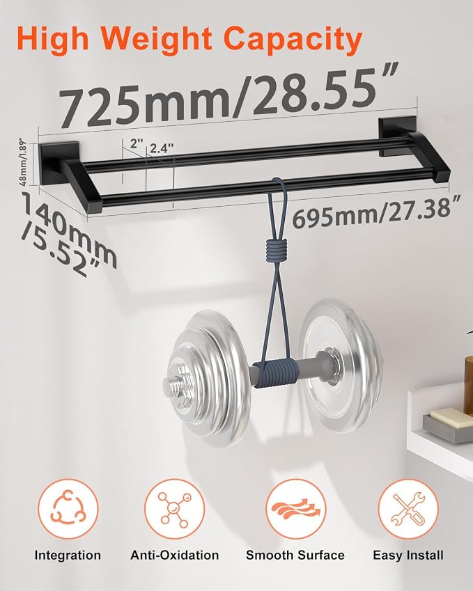 Alise Double Bath Towel Bars Towel Racks - Image 2