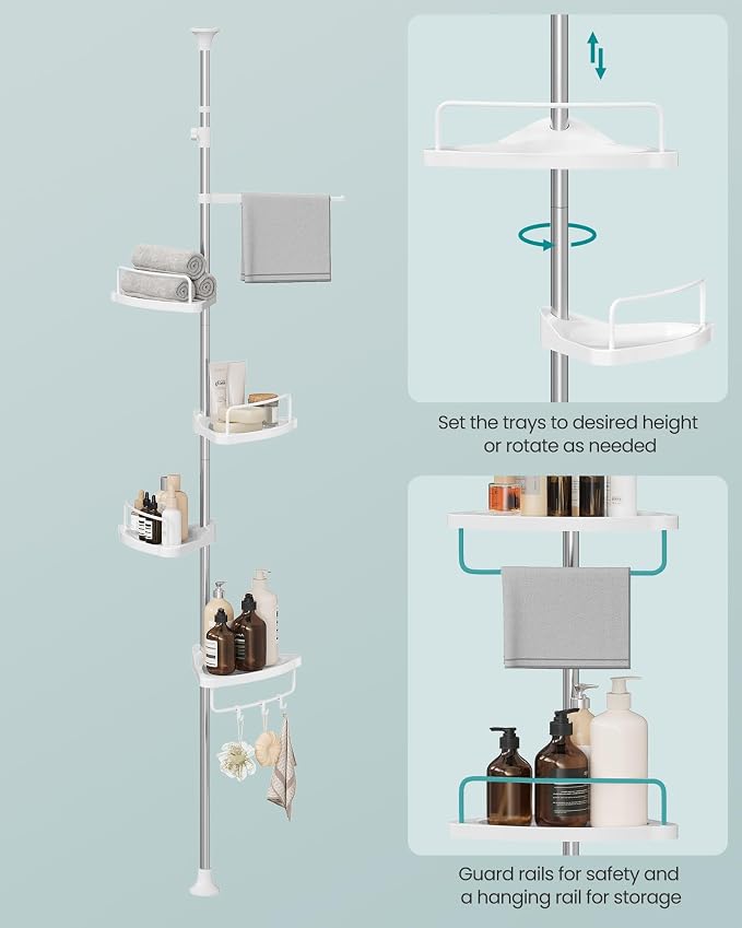 SONGMICS Corner Shower Caddy Tension Pole, 4-Tier Rust-Resistant Shower - Image 6
