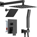Shower Faucet Set Matte Black Shower System, STARBATH 12+6" Dual Rain Shower by STARBATH