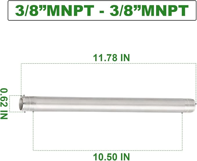 TAISHER 2Pcs Stainless Steel Pipe Fittings, 3/8" NPT x 3/8" NPT Male Threaded - Image 4