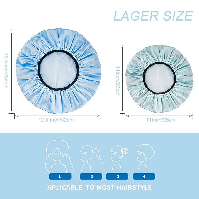 Aquior Shower Cap, Premium Soft Silky Satin Reusable Hair Cap - Image 3