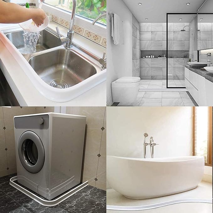 78Inch Collapsible Shower Threshold Water Dam 2" High Shower Barrier Water - Image 5