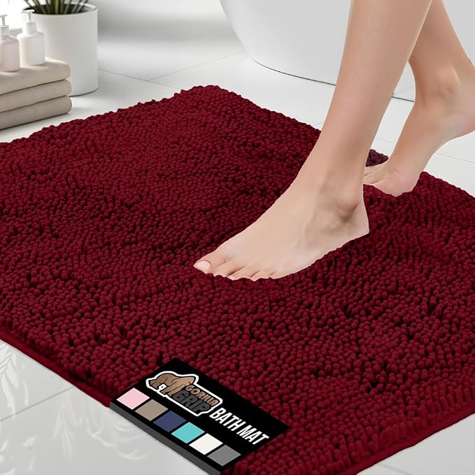 GORILLA GRIP Bath Rug Mat, Soft Absorbent Chenille, Quick Dry Microfiber Mats by GorillaGrip