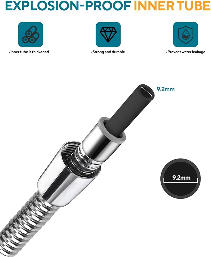 Shower Hose Extra Long 157Inches, Flexible Stainless Steel Handheld Shower Hose - Image 7